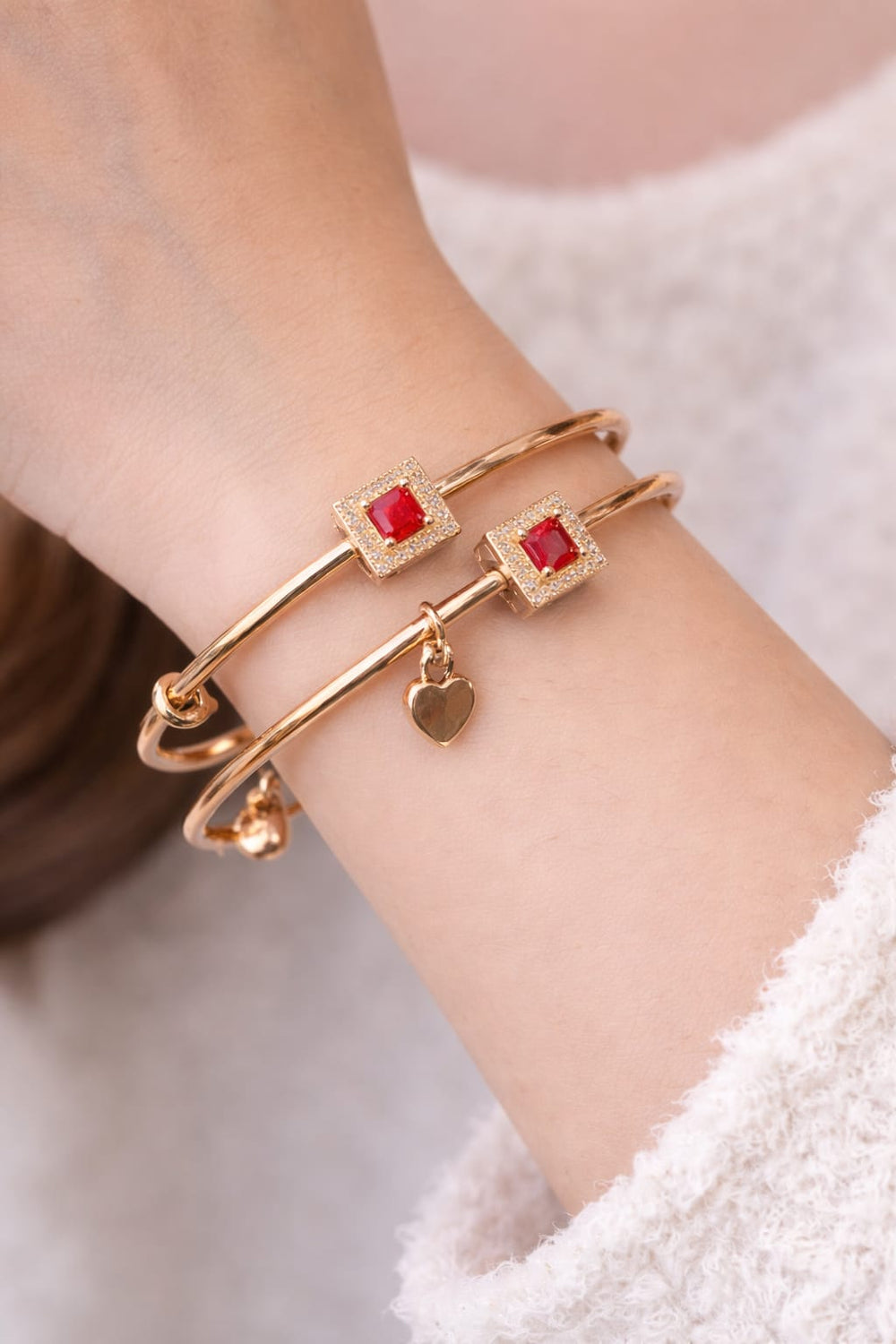 Ruby Heart Bangles